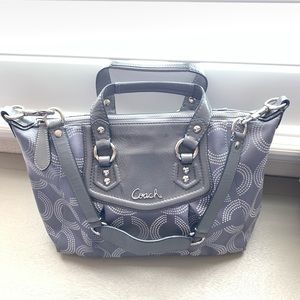 Coach EUC Gray Signature Bag beautiful pink satin inside!